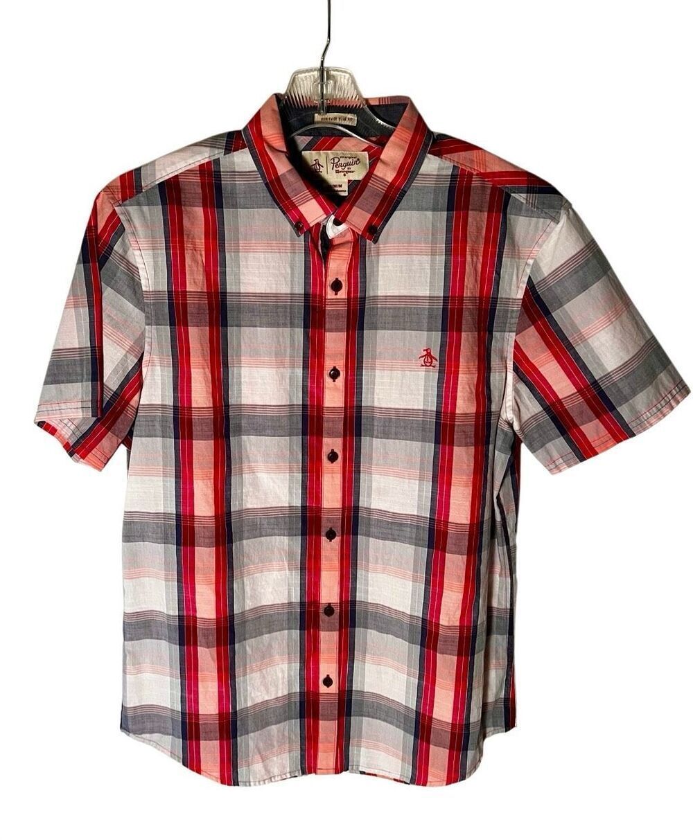 Original Penguin Heritage Slim Plaid Shirt Sz M